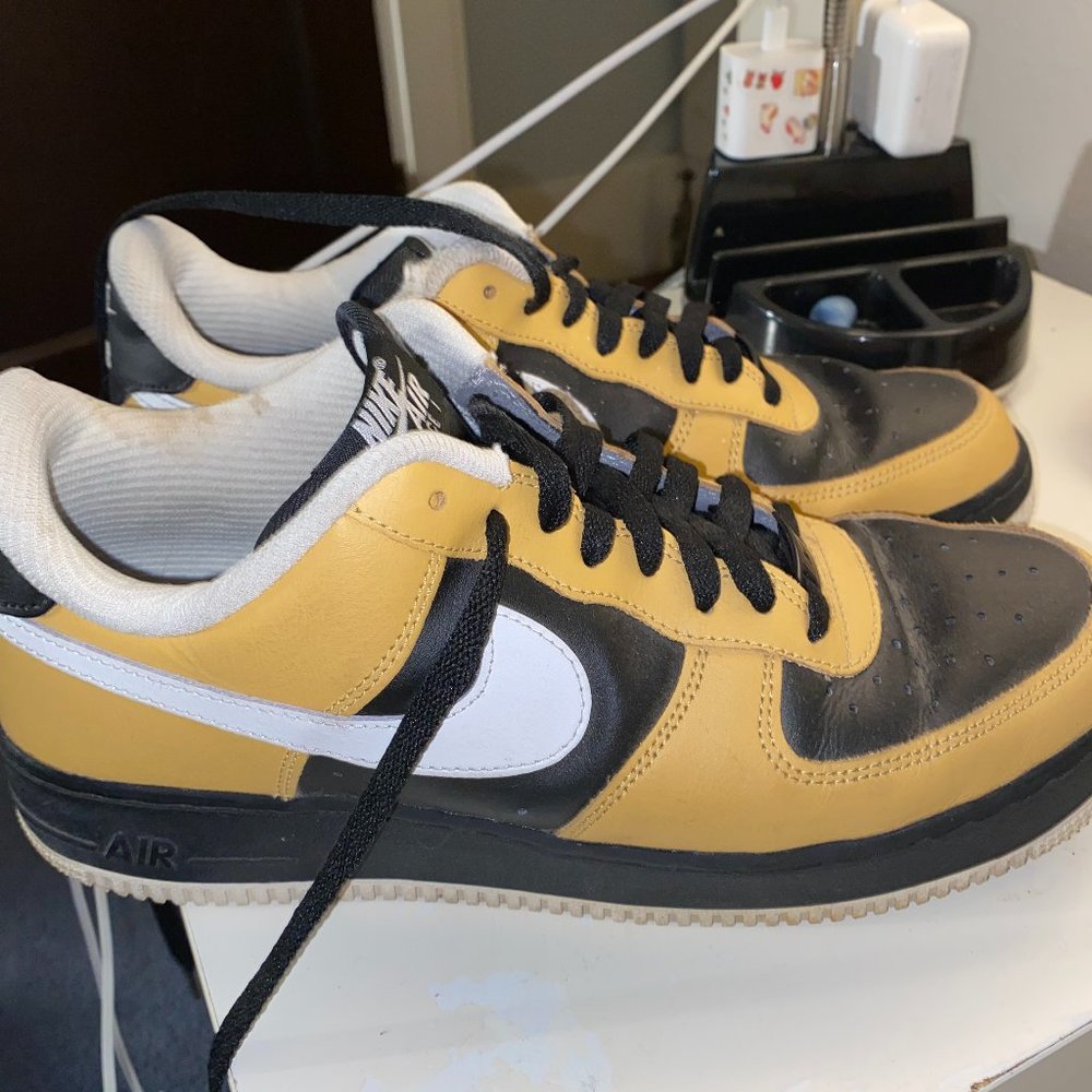Men's Nike Air Force Ones Black Yellow and White